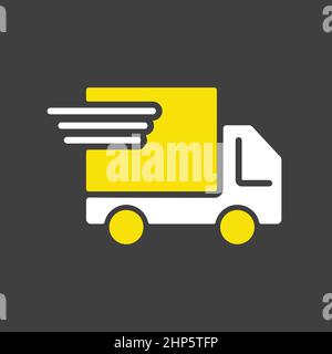 Fast shipping delivery truck vector flat icon Stock Vector