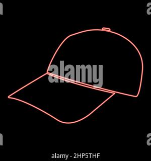Neon baseball cap red color vector illustration flat style image Stock Vector