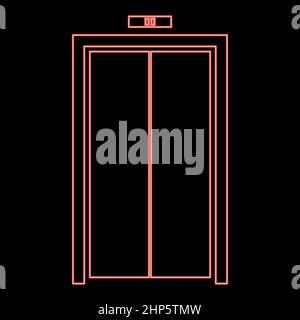 Neon elevator doors red color vector illustration flat style image Stock Vector