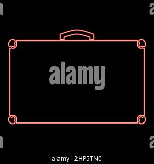 Neon suitcase red color vector illustration flat style image Stock Vector