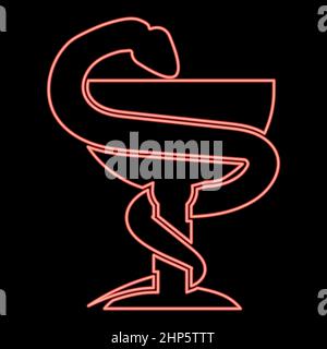 Neon snake and cup red color vector illustration flat style image Stock Vector