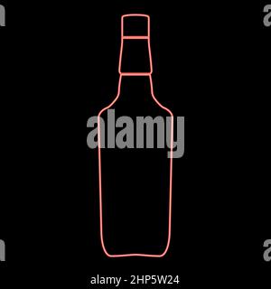 Neon whisky red color vector illustration flat style image Stock Vector