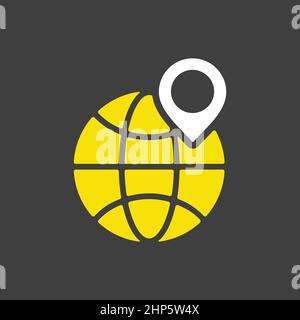 Earth planet and location marker on it icon Stock Vector