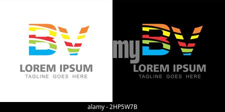 BV Multicolor Monogram Initial Logotype Stock Vector