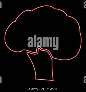 Neon broccoli red color vector illustration flat style image Stock Vector