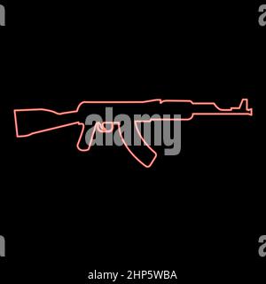 Neon assault rifle red color vector illustration flat style image Stock Vector