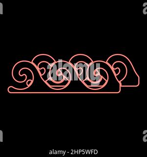 Neon water wave red color vector illustration flat style image Stock Vector