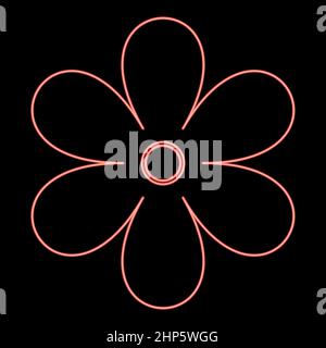 Neon flower icon black color in circle red color vector illustration flat style image Stock Vector