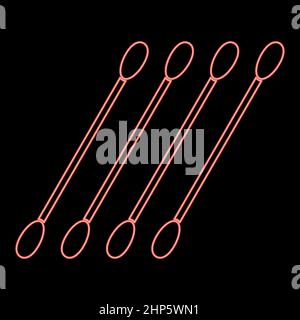 Neon cotton swabs icon black color in circle red color vector illustration flat style image Stock Vector