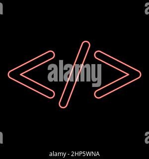 Neon symbol code icon black color in circle red color vector illustration flat style image Stock Vector