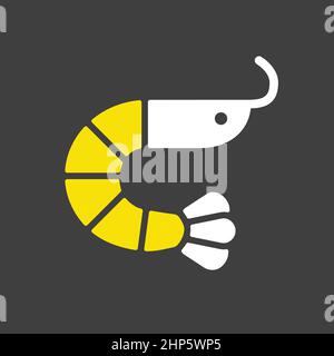 Shrimp vector icon on dark background. Fast food sign Stock Vector