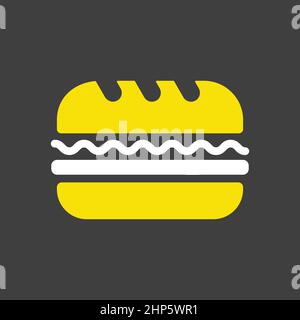 Subway Sandwich vector icon on dark background. Fast food sign Stock Vector