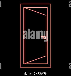Neon door red color vector illustration flat style image Stock Vector