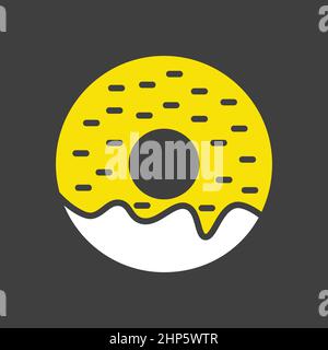 Donut vector icon on dark background. Fast food sign Stock Vector