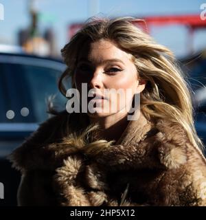 Elsa Hosk at New York Fashion Week after Coach Catwalk Show in Manhattan FW22 NWFW Stock Photo