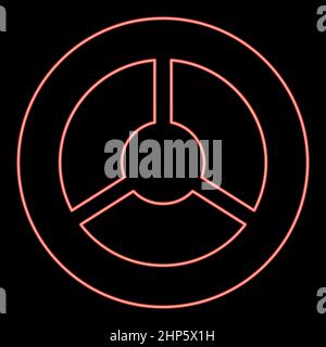Neon steering wheel red color vector illustration flat style image Stock Vector