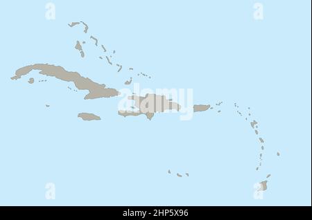 Caribbean islands map, blank Stock Photo