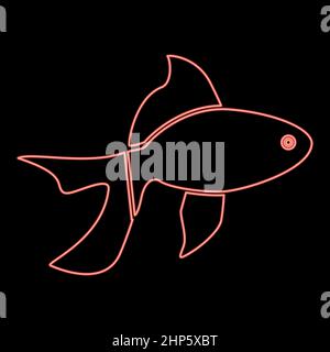 Neon fish red color vector illustration flat style image Stock Vector