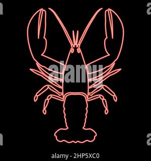 Neon craw fish red color vector illustration flat style image Stock Vector