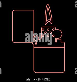 Neon cigarette lighter red color vector illustration flat style image Stock Vector