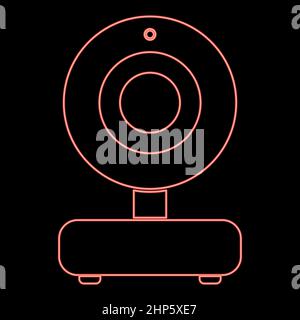 Neon web camera red color vector illustration flat style image Stock Vector