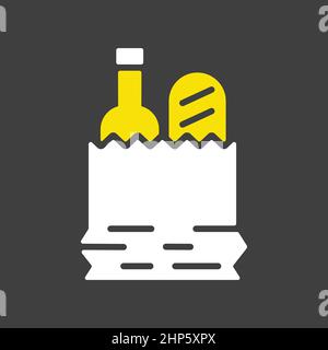 Paper bag with food vector flat icon Stock Vector