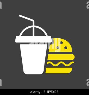 Burger with soft drink vector flat icon Stock Vector
