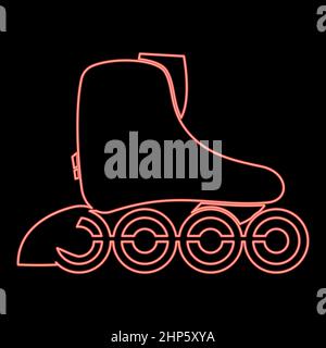 Neon roller skate icon black color in circle red color vector illustration flat style image Stock Vector