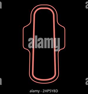 Neon sanitary napkin icon black color in circle red color vector illustration flat style image Stock Vector