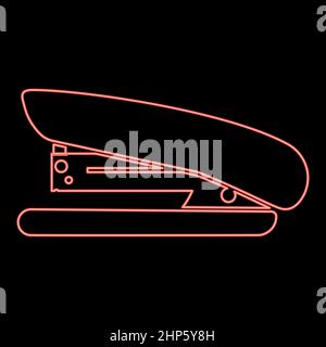 Neon stapler red color vector illustration flat style image Stock Vector