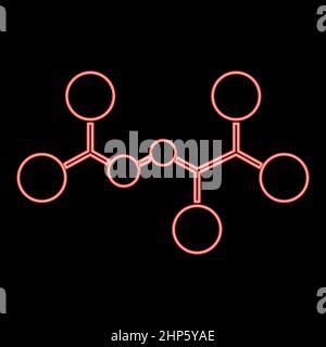 Neon molecule icon black color in circle red color vector illustration flat style image Stock Vector