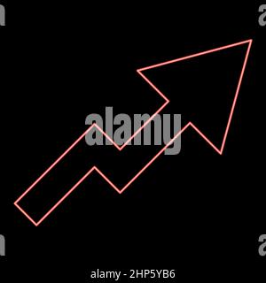 Neon chart of growth red color vector illustration flat style image Stock Vector
