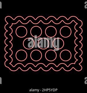 Neon cookie red color vector illustration flat style image Stock Vector