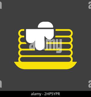 Pancake vector icon on dark background. Fast food sign Stock Vector