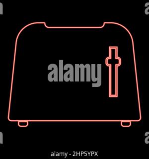 Neon toaster red color vector illustration flat style image Stock Vector