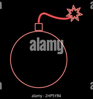 Neon bomb red color vector illustration flat style image Stock Vector