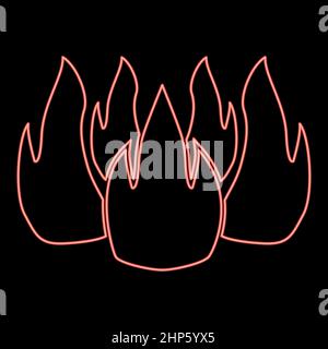 Neon fire red color vector illustration flat style image Stock Vector