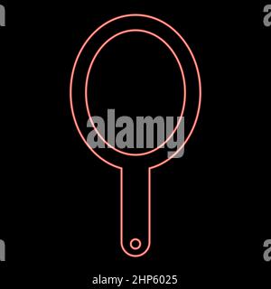 Neon hand mirror red color vector illustration flat style image Stock Vector