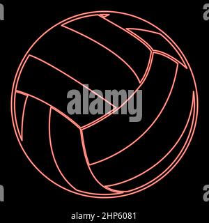 Neon volleyball ball red color vector illustration flat style image Stock Vector