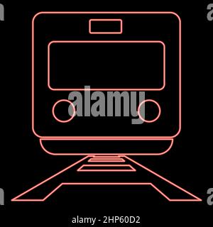 Neon train red color vector illustration flat style image Stock Vector