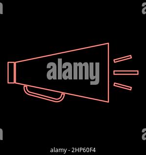 Neon retro loudspeaker red color vector illustration flat style image Stock Vector