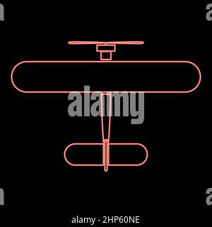 Neon biplane red color vector illustration flat style image Stock Vector