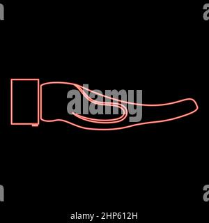 Neon hand red color vector illustration flat style image Stock Vector