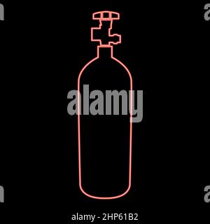 Neon propane gas cylinde red color vector illustration flat style image Stock Vector