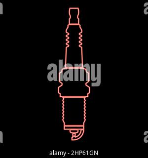 Neon spark plug red color vector illustration flat style image Stock Vector