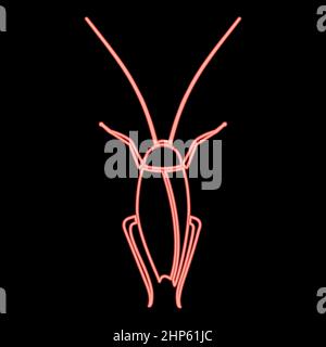 Neon cockroach red color vector illustration flat style image Stock Vector