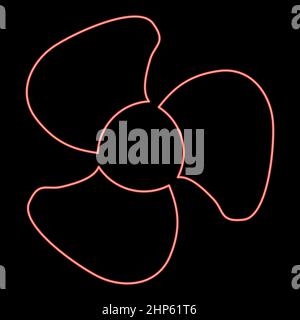 Neon fan blades red color vector illustration flat style image Stock Vector