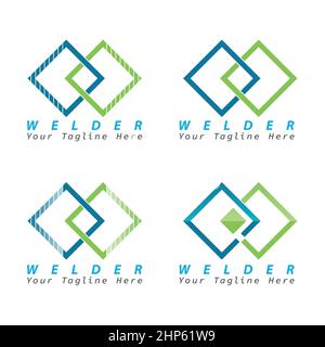 Square Shape Bended Logo Creative Rectangle Four Sided Logo Stock Vector