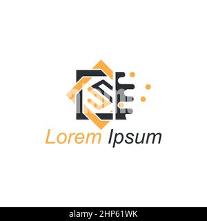 S Shape Rectangle Square Logo Template Design Creative Concept Square Bended Logo Stock Vector
