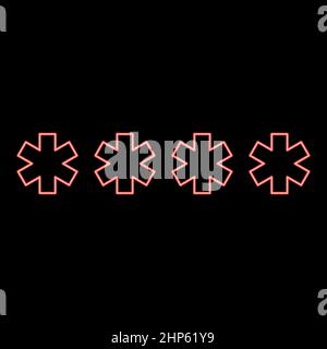 Neon symbol enter password red color vector illustration flat style image Stock Vector